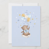 Blue Gold Teddy Bear Moon Stars Baby Boy Shower Kaart (Achterkant)