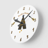 Blue & Gold Tepee Boho Rustic Persoonlijke naam Ronde Klok (Hoek)