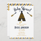 Blue & Gold Tepee Modern Chic Baby shower Kaart (Voorkant / Achterkant)