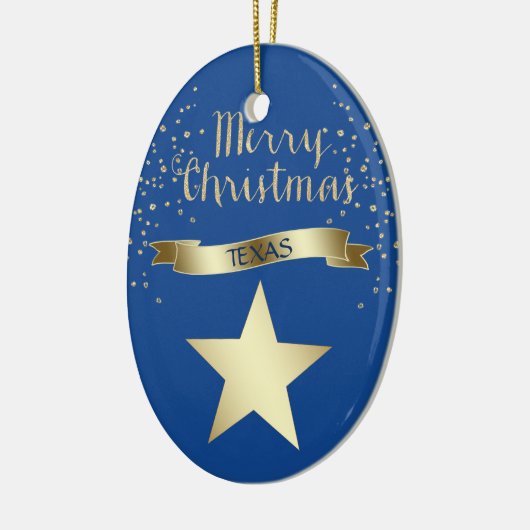 Blue Gold Texas Star Keramisch Ornament (Links)
