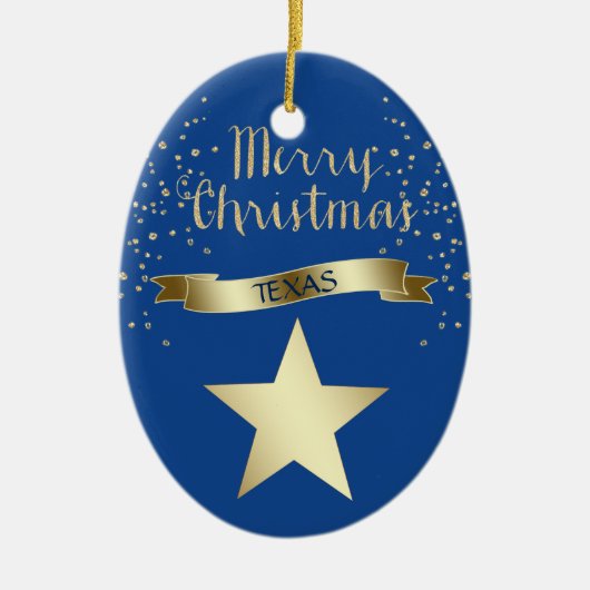 Blue Gold Texas Star Keramisch Ornament (Voorkant)