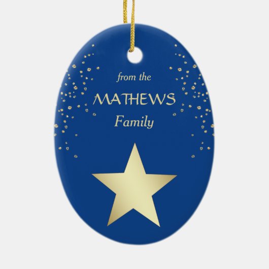 Blue Gold Texas Star Keramisch Ornament (Achterkant)