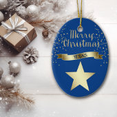 Blue Gold Texas Star Keramisch Ornament