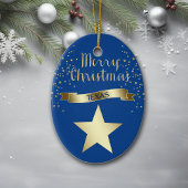Blue Gold Texas Star Keramisch Ornament