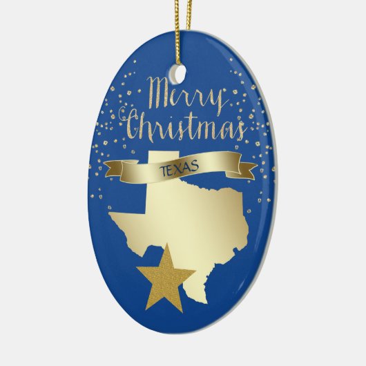 Blue Gold Texas Star Keramisch Ornament (Links)
