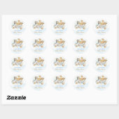 Blue Gold Tropical Boho Safari Animals Baby shower Ronde Sticker (Vel)