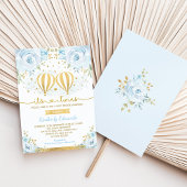 Blue Gold Twin Boys Hete Luchtballon Baby shower Kaart
