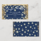 Blue & Gold Twinkle Star Diaper Raffle Ticket Informatiekaartje (Voorkant / Achterkant)