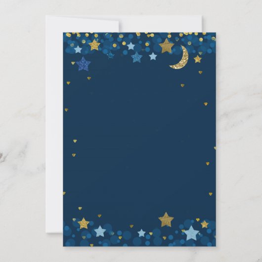 Blue Gold Twinkle Twinkle Little Star Baby shower Kaart (Achterkant)