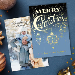 Blue Gold Typography Folie Invitation Uitnodiging