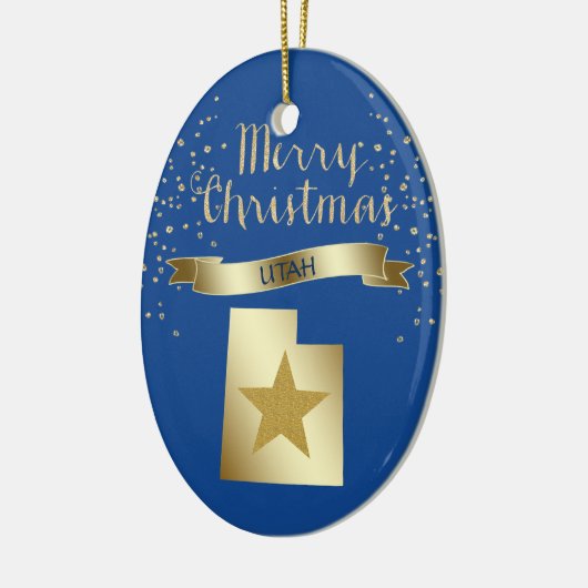 Blue Gold Utah Star Keramisch Ornament (Links)