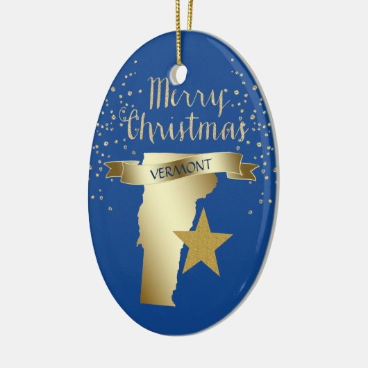 Blue Gold Vermont Star Keramisch Ornament (Links)
