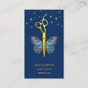 Blue Gold Vlinder Schaar Kapsalon Visitekaartje