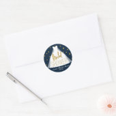Blue & Gold Vrijgezellenfeest trouwjurk Confetti Ronde Sticker (Envelop)