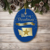 Blue Gold Washington Star Keramisch Ornament