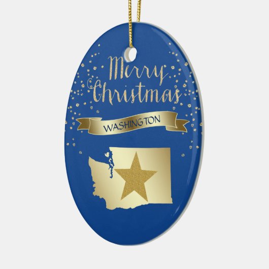 Blue Gold Washington Star Keramisch Ornament (Links)