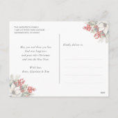 Blue Gold Watercolor Botanical Photo Christmas Feestdagenkaart (Achterkant)