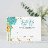Blue Gold Waterverf Beach Bat Mitzvah RSVP (Staand voorkant)
