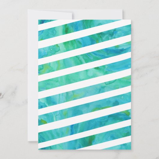 Blue Gold Waterverf Beach Bat Mitzvah-uitnodiginge Kaart (Achterkant)