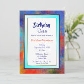 Blue Gold Waterverf Birthday Dinner Invitation Kaart (Staand voorkant)