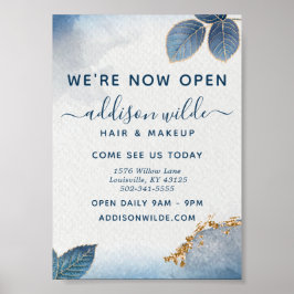 Blue Gold Waterverf Botanical Leaders Business Poster