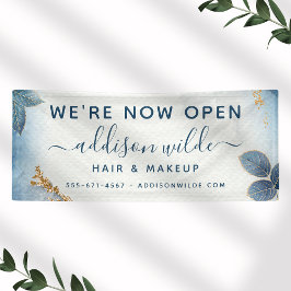 Blue Gold Waterverf Botanical Leaders Business Spandoek