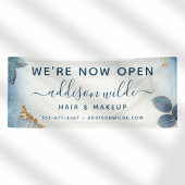 Blue Gold Waterverf Botanical Leaders Business Spandoek