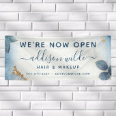 Blue Gold Waterverf Botanical Leaders Business Spandoek