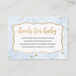 Blue Gold Waterverf boy book request card Visitekaartje