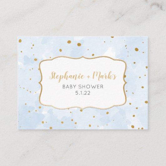 Blue Gold Waterverf boy book request card Visitekaartje (Achterkant)