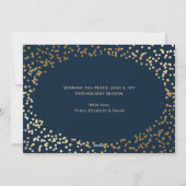 Blue Gold Waterverf Holly-fotokerstkaarten Feestdagenkaart (Achterkant)