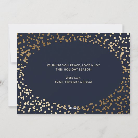 Blue Gold Waterverf Holly-fotokerstkaarten Feestdagenkaart (Achterkant)