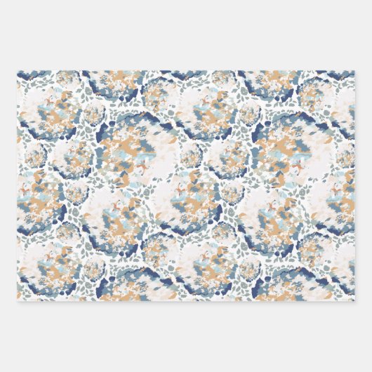 Blue Gold Waterverf Hydrangeas Herfst Inpakpapier Vel (Voorkant)