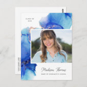 Blue Gold Waterverf Photo Afstuderen Briefkaart (Voorkant / Achterkant)