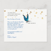 Blue Gold Waterverf Quince Foto Bewaar de datum Aankondigingskaart (Achterkant)