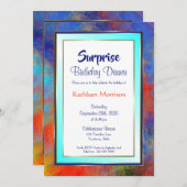 Blue Gold Waterverf Surprise Birthday Dinner Kaart (Voorkant / Achterkant)