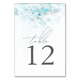 Blue & Gold Waves Coastal Wedding Kaart