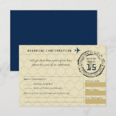 Blue Gold Wedding RSVP-instapkaart naar Mexico RSVP Kaartje (Voorkant / Achterkant)