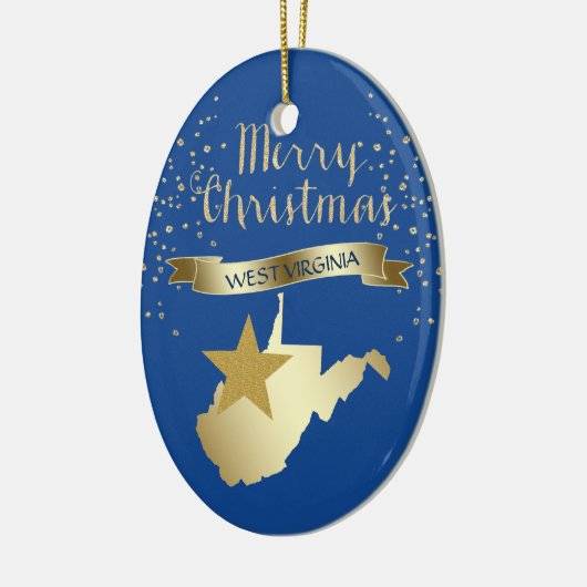 Blue Gold West Virginia Star Keramisch Ornament (Links)