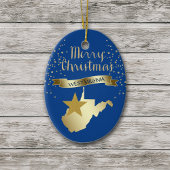 Blue Gold West Virginia Star Keramisch Ornament