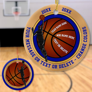 Blue Gold White - Aangepaste Basketball-versiering Keramisch Ornament