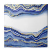 Blue Gold White Agate Geode Trendy Modern Tegeltje (Voorkant)