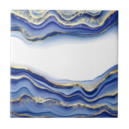 Blue Gold White Agate Geode Trendy Modern Tegeltje