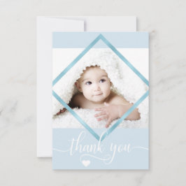 Blue Gold White Hartelijk dank Baby shower BOY | F Bedankkaart