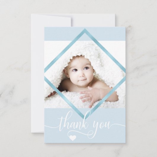 Blue Gold White Hartelijk dank Baby shower BOY | F Bedankkaart (Voorkant)