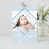 Blue Gold White Hartelijk dank Baby shower BOY | F Bedankkaart (Staand voorkant)