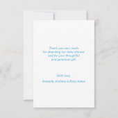 Blue Gold White Hartelijk dank Baby shower BOY | F Bedankkaart (Achterkant)