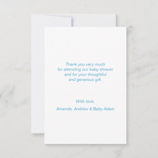 Blue Gold White Hartelijk dank Baby shower BOY | F Bedankkaart (Achterkant)