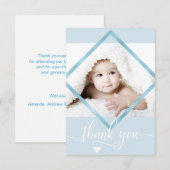 Blue Gold White Hartelijk dank Baby shower BOY | F Bedankkaart (Voorkant / Achterkant)