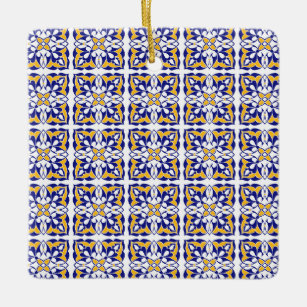 Blue Gold White Moroccan Tegel Pattern Keramisch Ornament